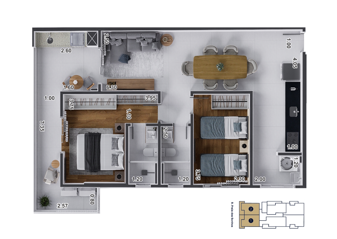 Plantas 01 e 02 Residencial Azure