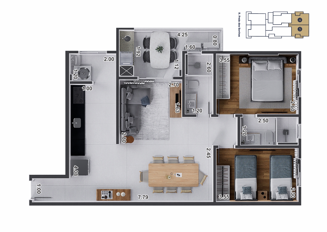 Plantas 04 e 05 Residencial Azure